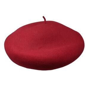 Belvedere French Beret Hat Red One Size Flat Top Outdoor Blank Wool